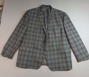 Collection By Michael Strahan Gray Plaid Sport Coat Blazer Jacket Size 50R